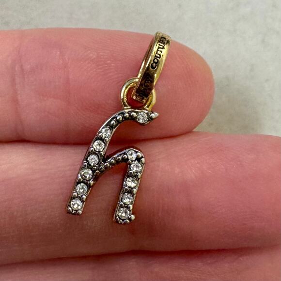 VTG Juicy Couture H Initial Lowercase Script Mini Charm Gold Tone Delicate - Picture 2 of 5